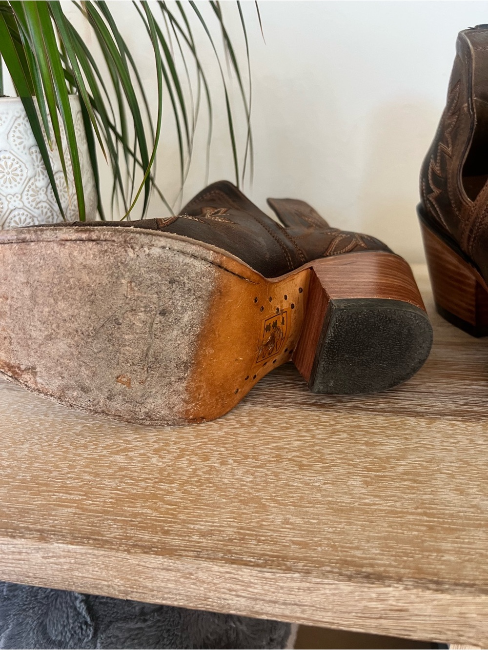 Ariat Brown Western Cutout Ankle Booties with Embroidered Detail - Picture 4 of 5